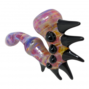 5" Dbl  Amber coil  pot sherlock Lay back design Black  horns [AM337]